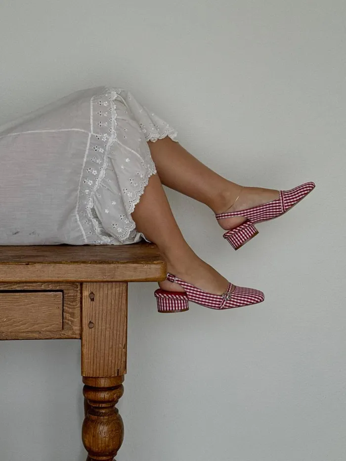 Women Mackie Heel Pomodoro Gingham Lisa Says Gah Heels