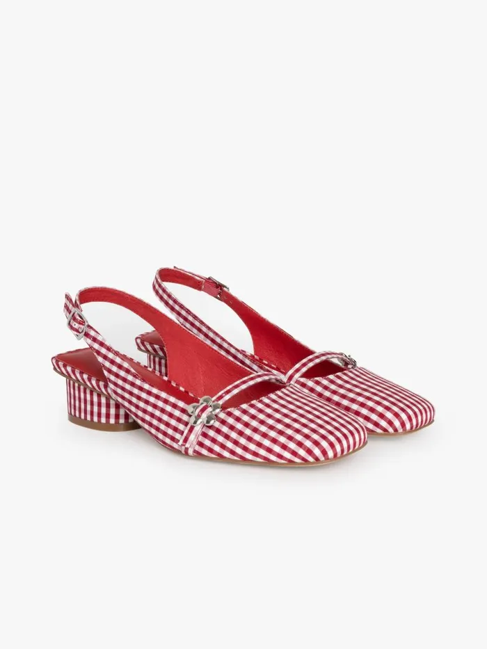 Women Mackie Heel Pomodoro Gingham Lisa Says Gah Heels