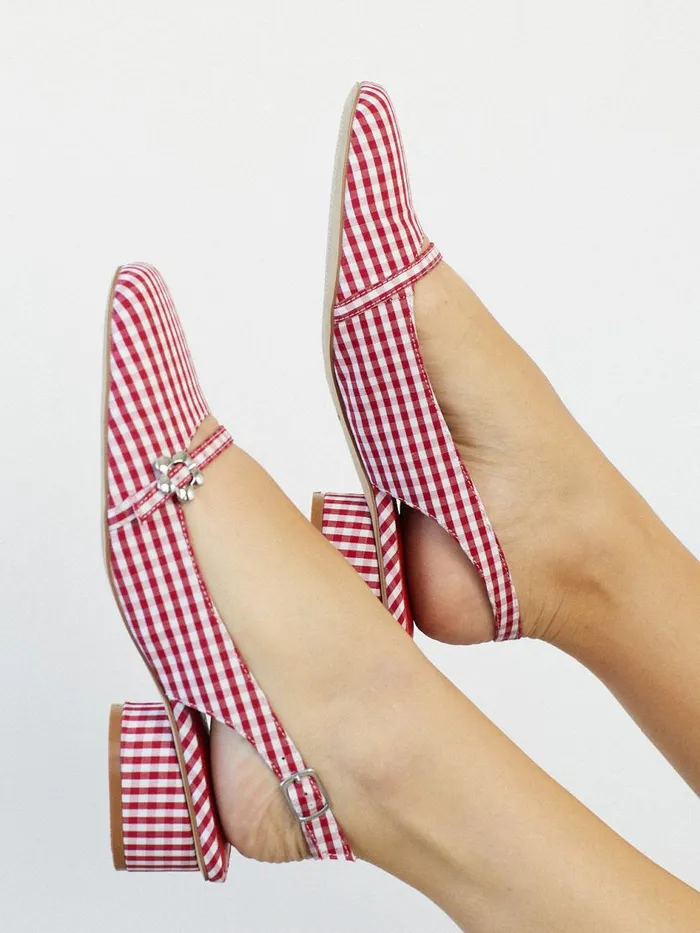 Women Mackie Heel Pomodoro Gingham Lisa Says Gah Heels