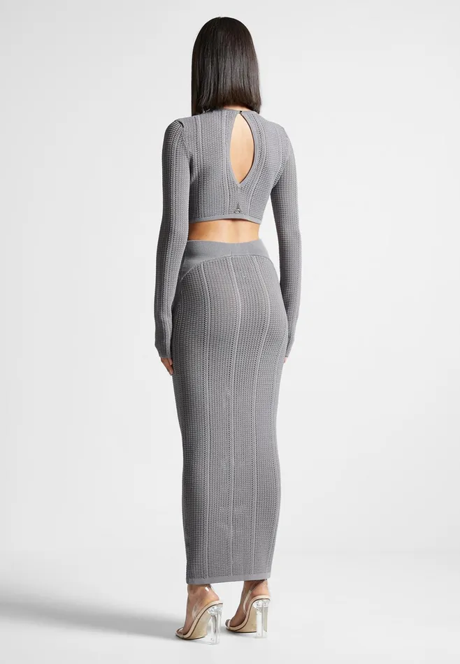 Women Manire De Voir 2In1 Long Sleeve Knitted Midaxi Dress Grey