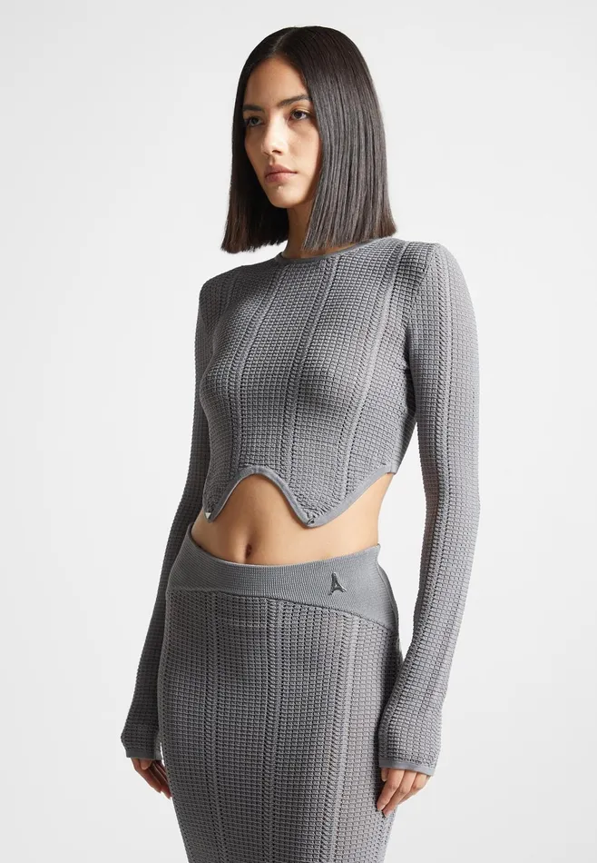 Women Manire De Voir 2In1 Long Sleeve Knitted Midaxi Dress Grey