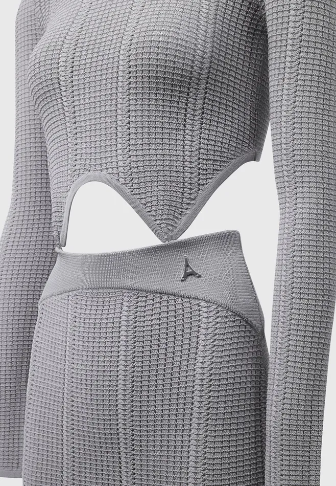 Women Manire De Voir 2In1 Long Sleeve Knitted Midaxi Dress Grey