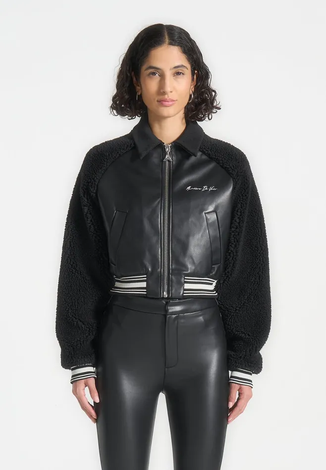 Women Manire De Voir Borg Varsity Jacket Black
