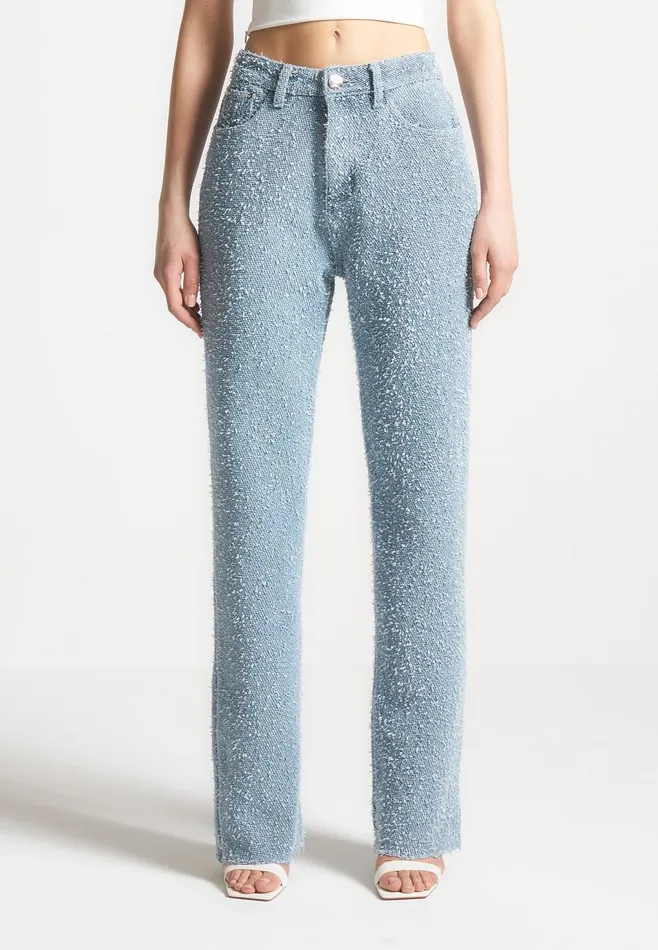 Women Manire De Voir Boucle Denim Boyfriend Jeans Light Blue