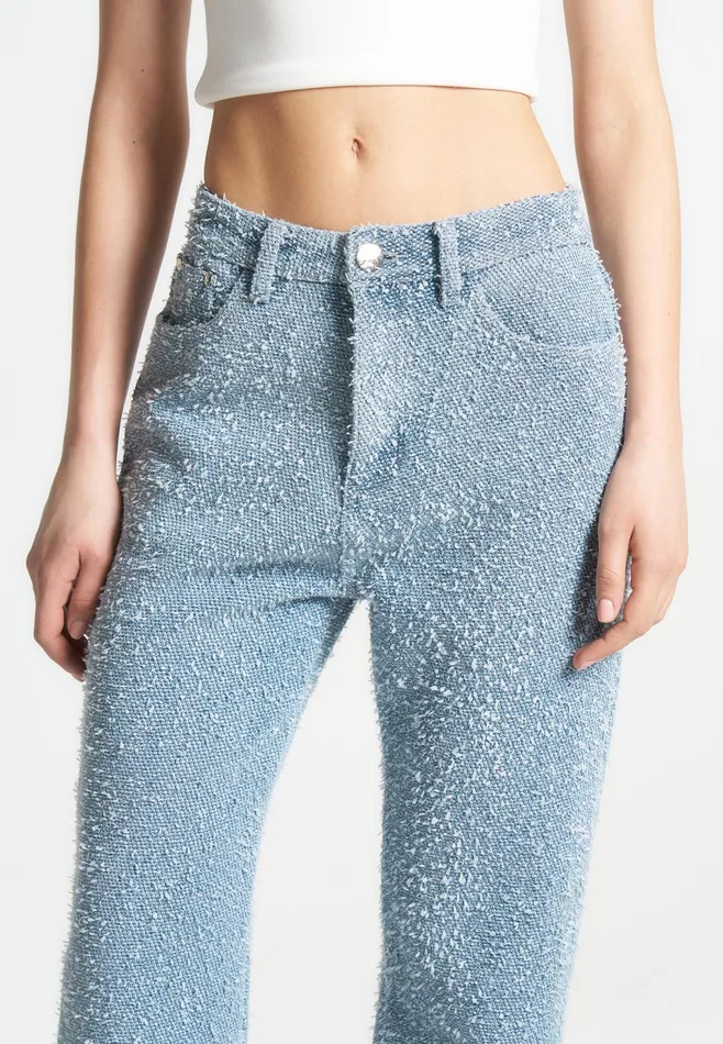 Women Manire De Voir Boucle Denim Boyfriend Jeans Light Blue