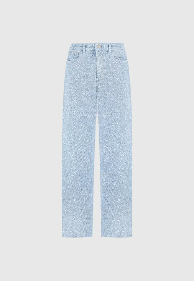 Women Manire De Voir Boucle Denim Boyfriend Jeans Light Blue
