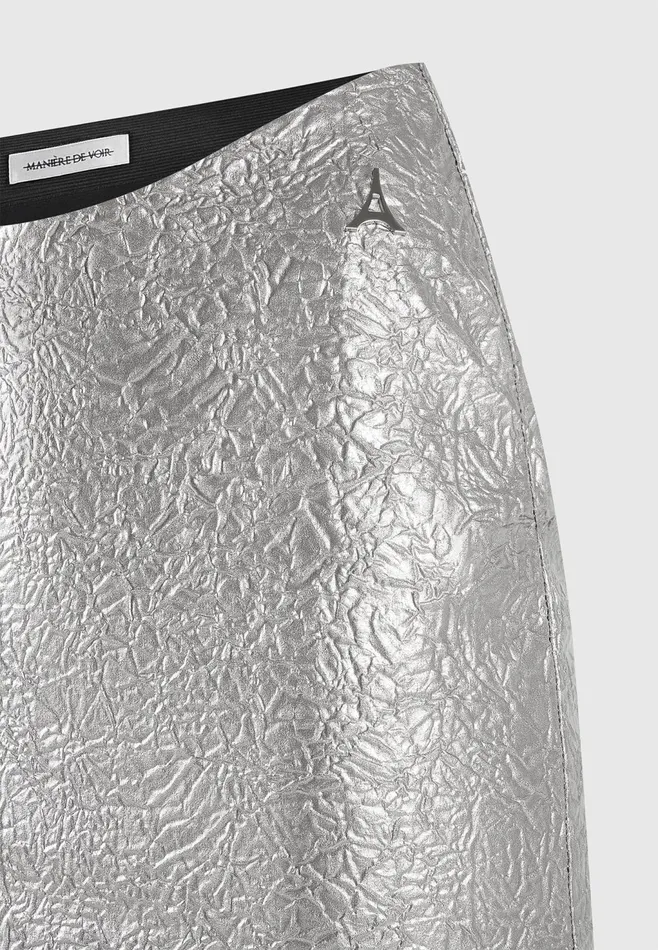 Women Manire De Voir Dipped Waist Metallic Mini Skirt Grey