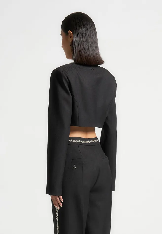 Women Manire De Voir Embellished Cropped Blazer Black