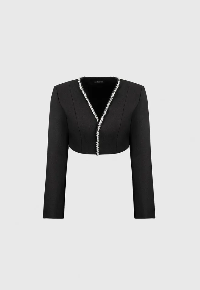 Women Manire De Voir Embellished Cropped Blazer Black