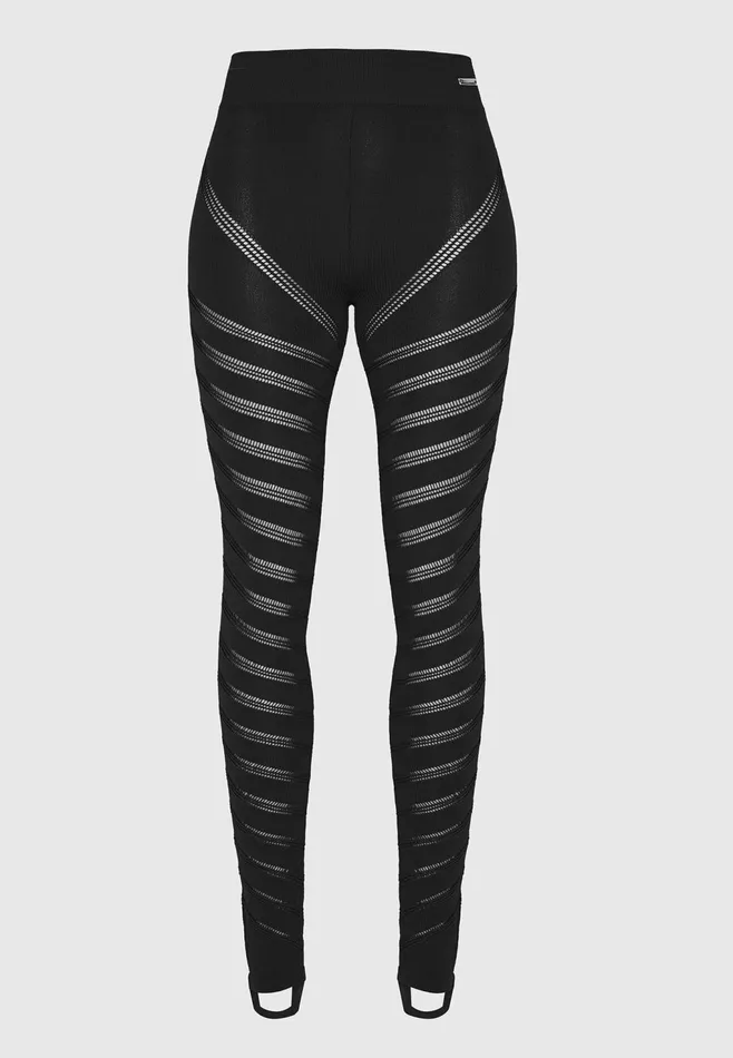 Women Manire De Voir High Waisted Knitted Spiral Contour Leggings Black