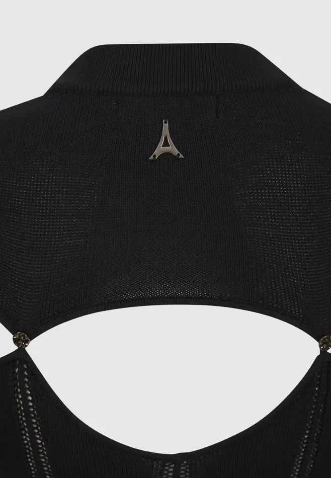 Women Manire De Voir Knitted Cut Out Bodysuit Black