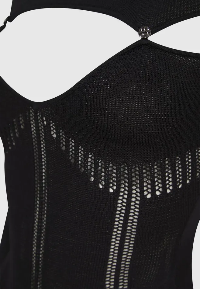Women Manire De Voir Knitted Cut Out Bodysuit Black