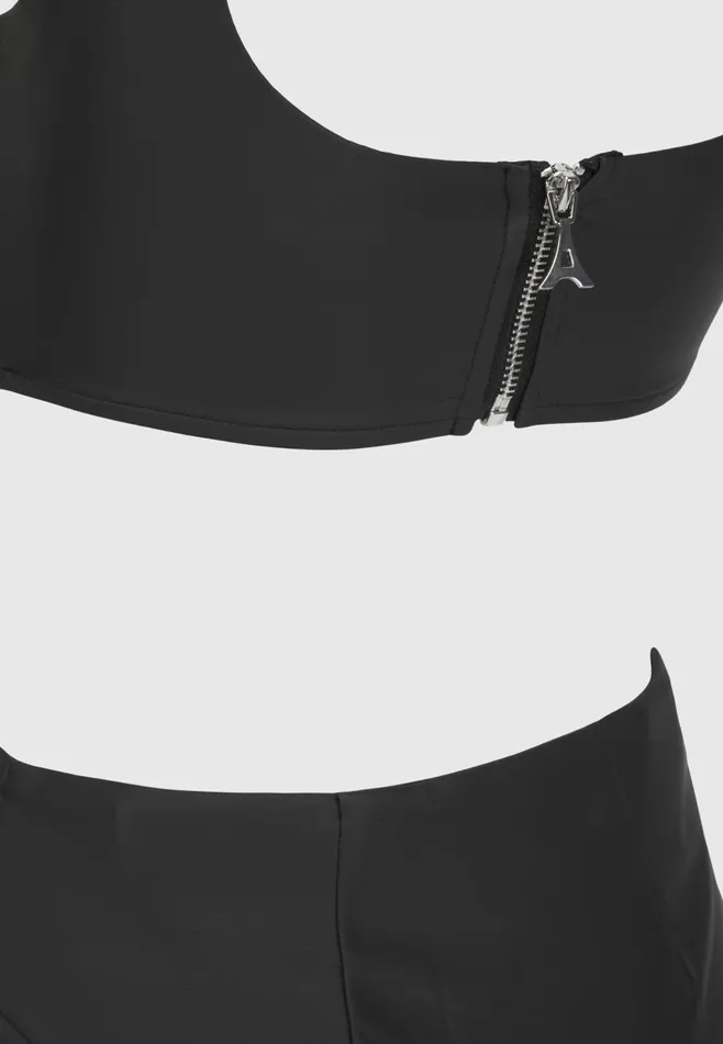 Women Manire De Voir Leather Corset Mini Dress Black