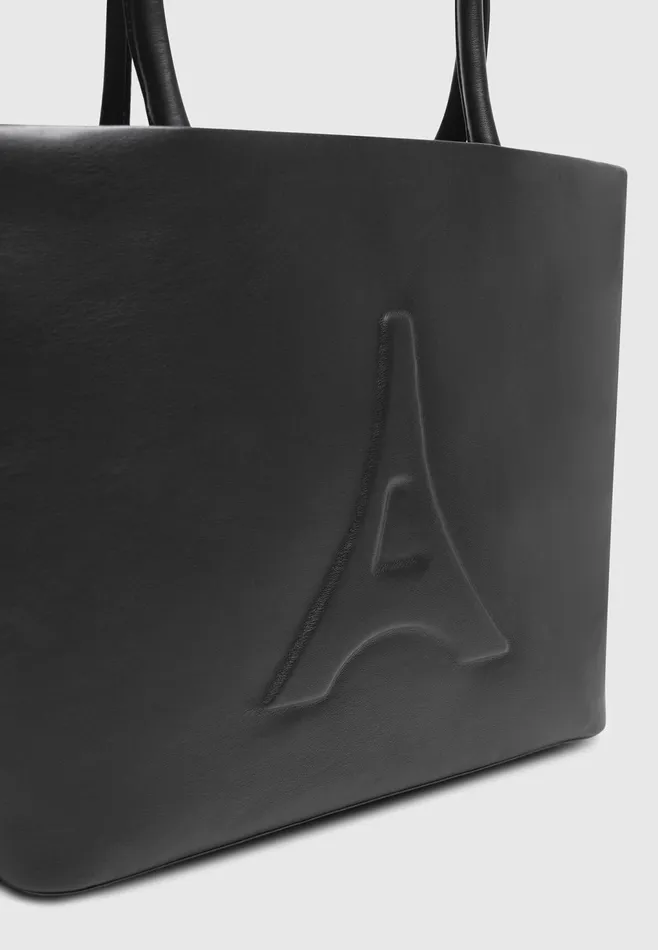 Women Manire De Voir Leather Eiffel Tote Bag Black