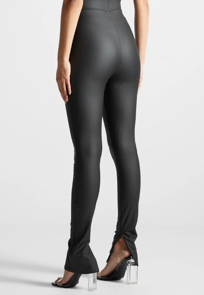 Women Manire De Voir Matte Leather Leggings Black