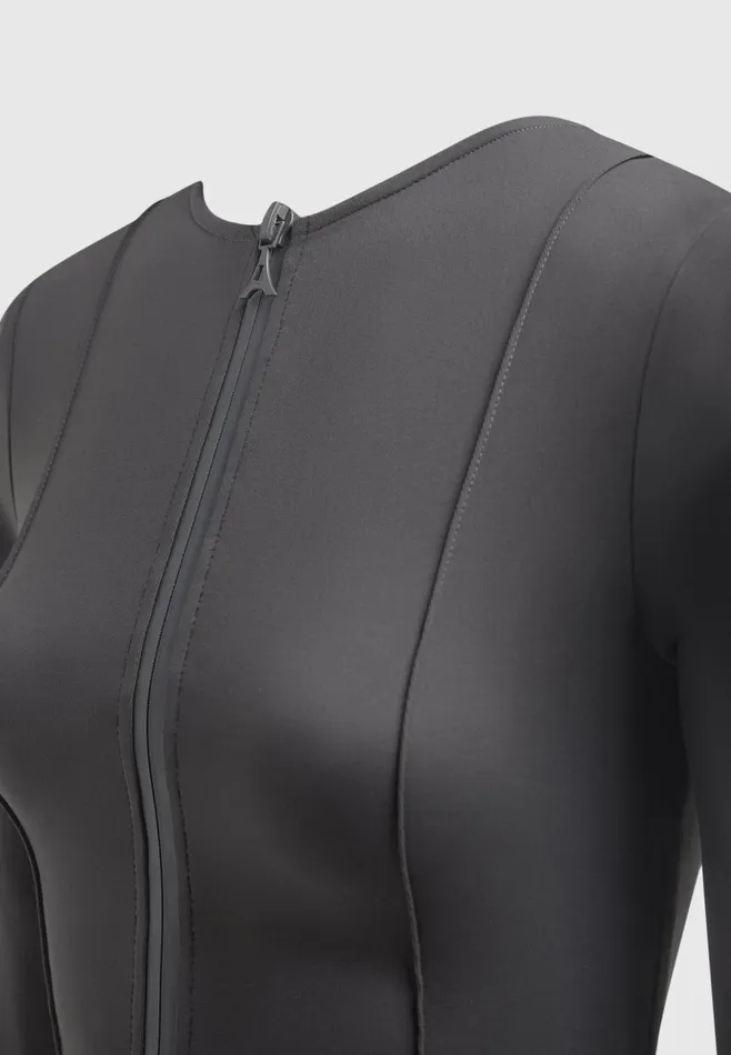Women Manire De Voir Neoprene Corset Jacket Charcoal Grey