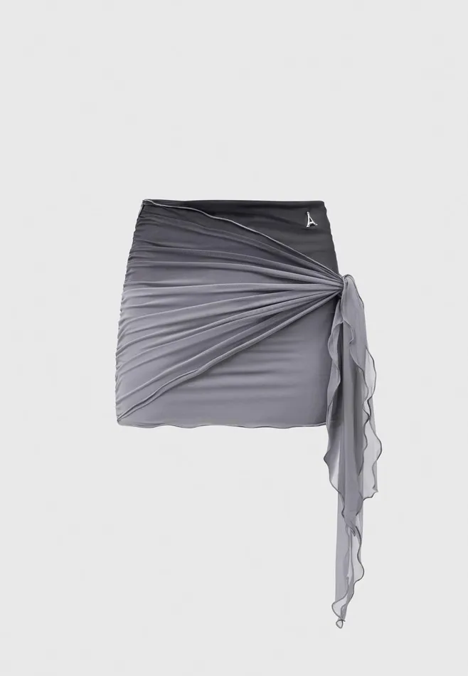 Women Manire De Voir Ombre Mesh Mini Skirt Grey