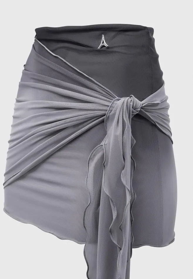 Women Manire De Voir Ombre Mesh Mini Skirt Grey