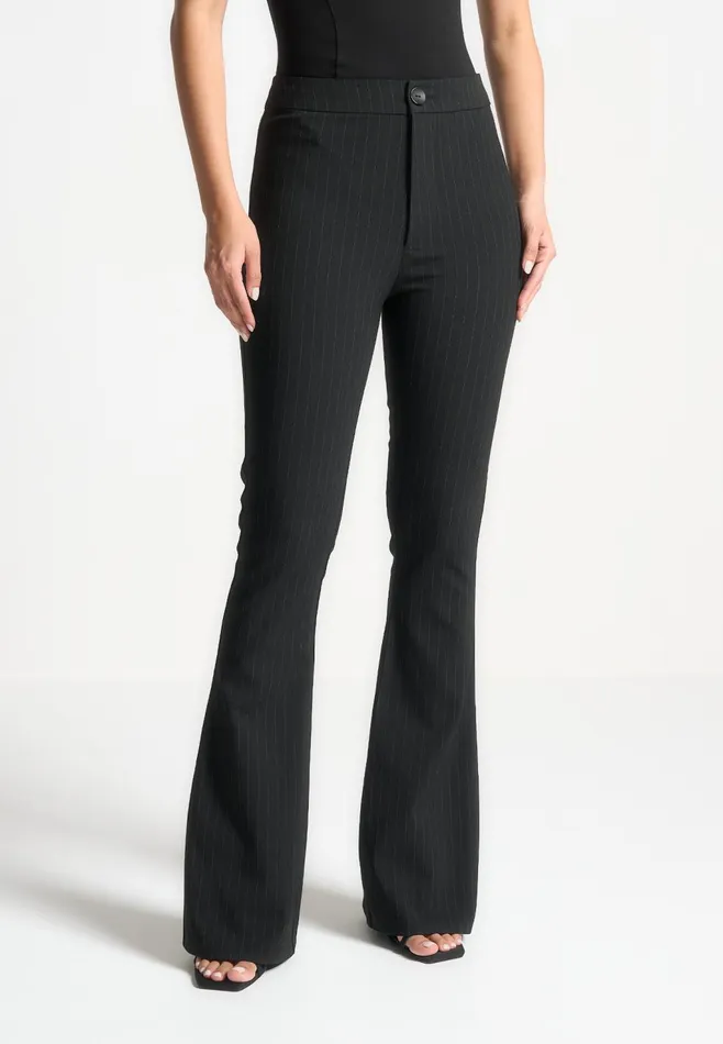 Women Manire De Voir Pinstripe Fit And Flare Leggings Black