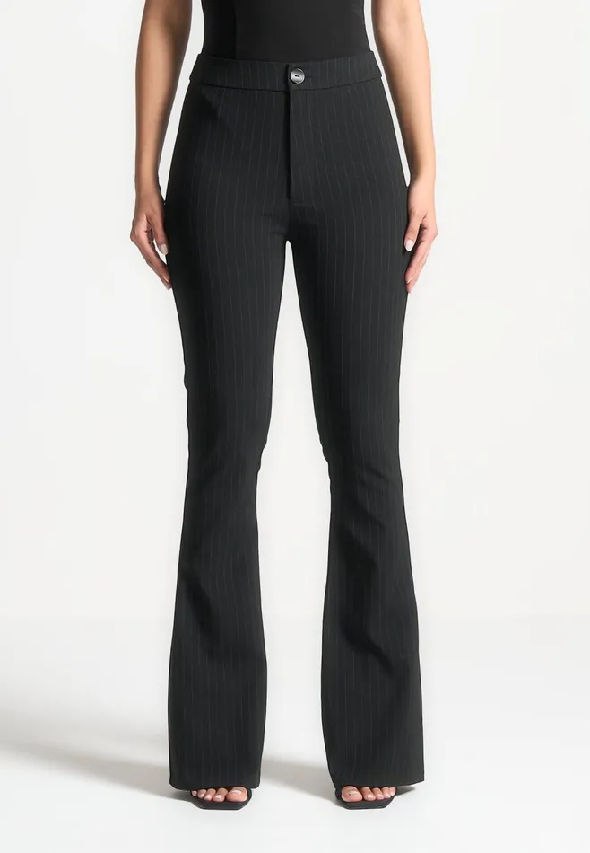 Women Manire De Voir Pinstripe Fit And Flare Leggings Black
