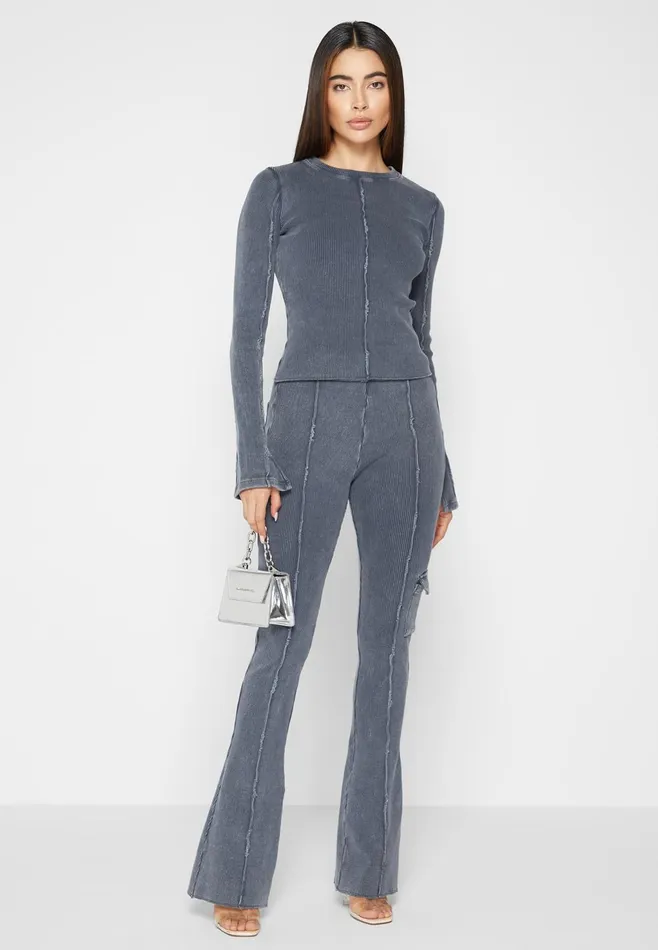 Women Manire De Voir Ribbed Long Sleeve Top Washed Blue
