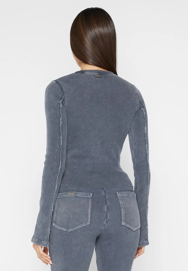 Women Manire De Voir Ribbed Long Sleeve Top Washed Blue