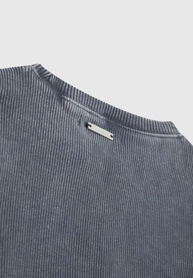 Women Manire De Voir Ribbed Long Sleeve Top Washed Blue