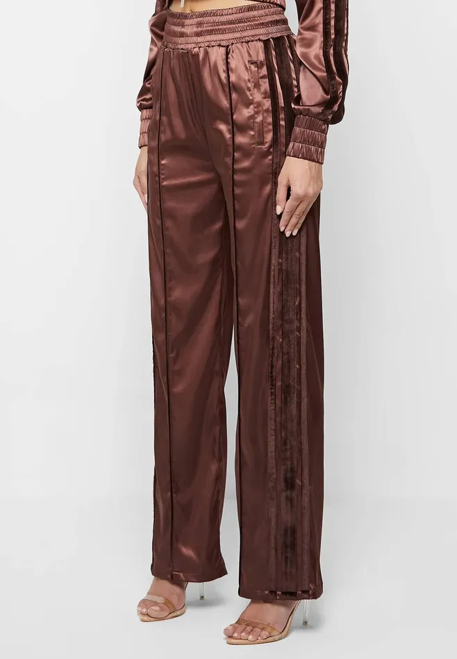 Women Manire De Voir Satin And Velvet Trousers Brown