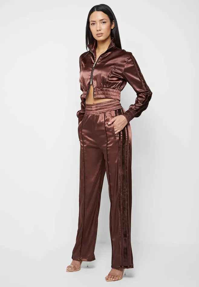Women Manire De Voir Satin And Velvet Trousers Brown