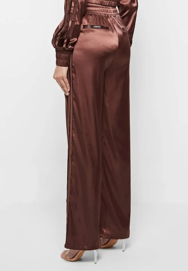 Women Manire De Voir Satin And Velvet Trousers Brown