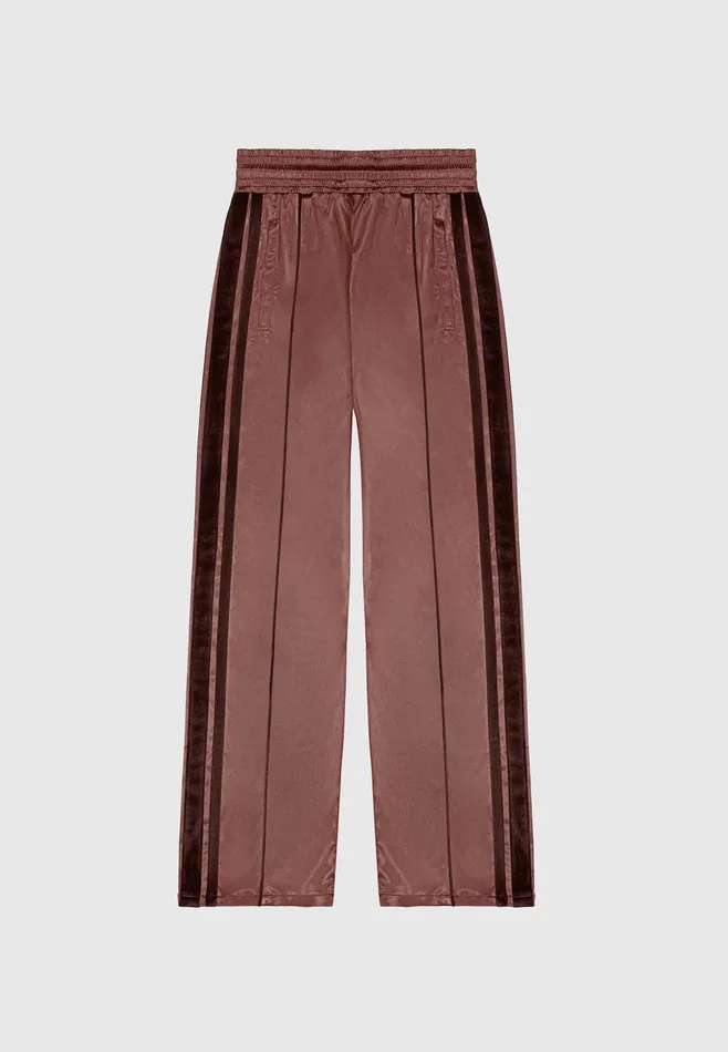 Women Manire De Voir Satin And Velvet Trousers Brown