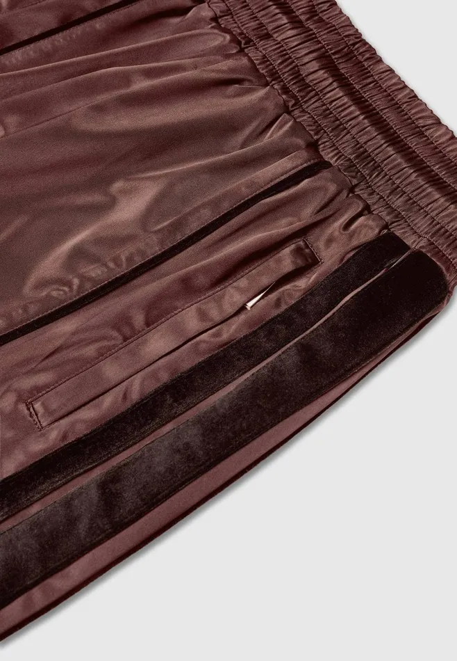 Women Manire De Voir Satin And Velvet Trousers Brown