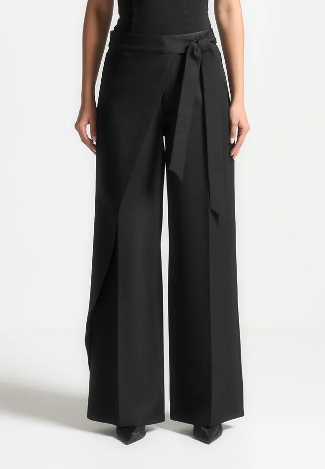 Women Manire De Voir Tailored Wrap Trousers With Tie Black