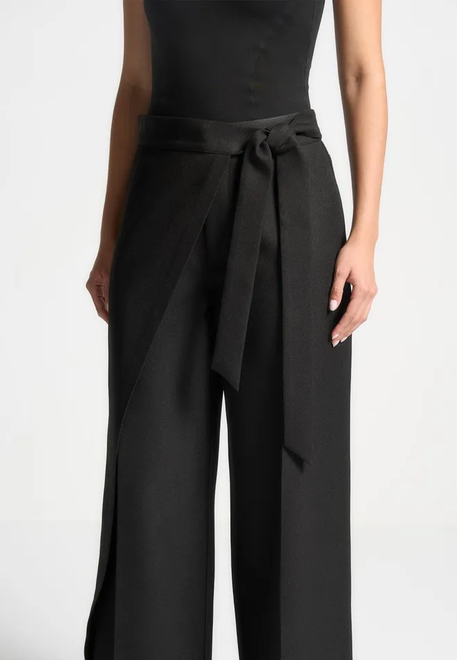 Women Manire De Voir Tailored Wrap Trousers With Tie Black