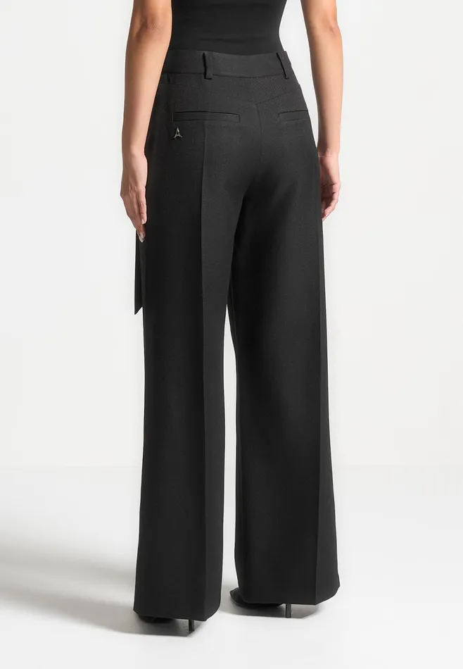 Women Manire De Voir Tailored Wrap Trousers With Tie Black