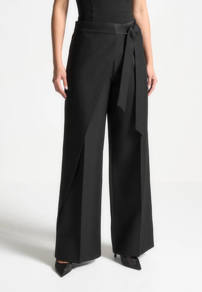 Women Manire De Voir Tailored Wrap Trousers With Tie Black