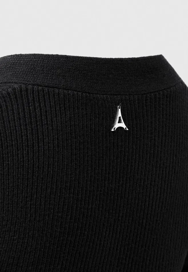 Women Manire De Voir Wide Shoulder Knitted Contour Mini Dress Black
