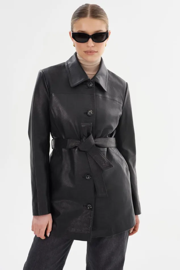 Women MARLOWE Leather Trench Coat Black LAMARQUE Leather Jackets Women MARLOWE Leather Trench Coat Black LAMARQUE Leather Jackets