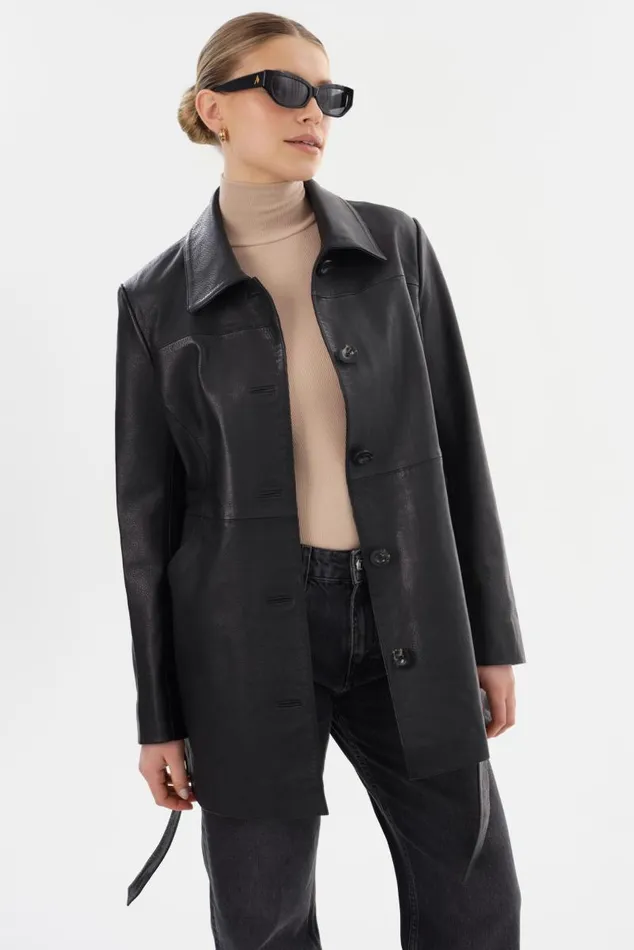 Women MARLOWE Leather Trench Coat Black LAMARQUE Leather Jackets Women MARLOWE Leather Trench Coat Black LAMARQUE Leather Jackets