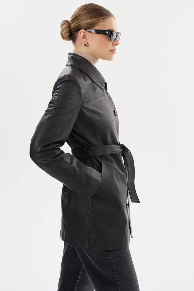 Women MARLOWE Leather Trench Coat Black LAMARQUE Leather Jackets Women MARLOWE Leather Trench Coat Black LAMARQUE Leather Jackets