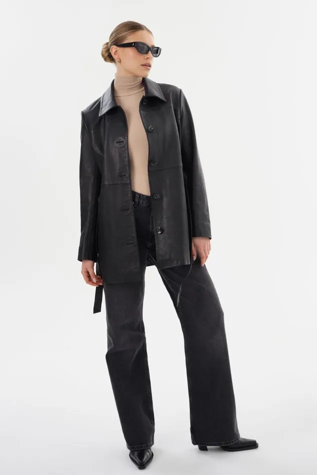 Women MARLOWE Leather Trench Coat Black LAMARQUE Leather Jackets Women MARLOWE Leather Trench Coat Black LAMARQUE Leather Jackets