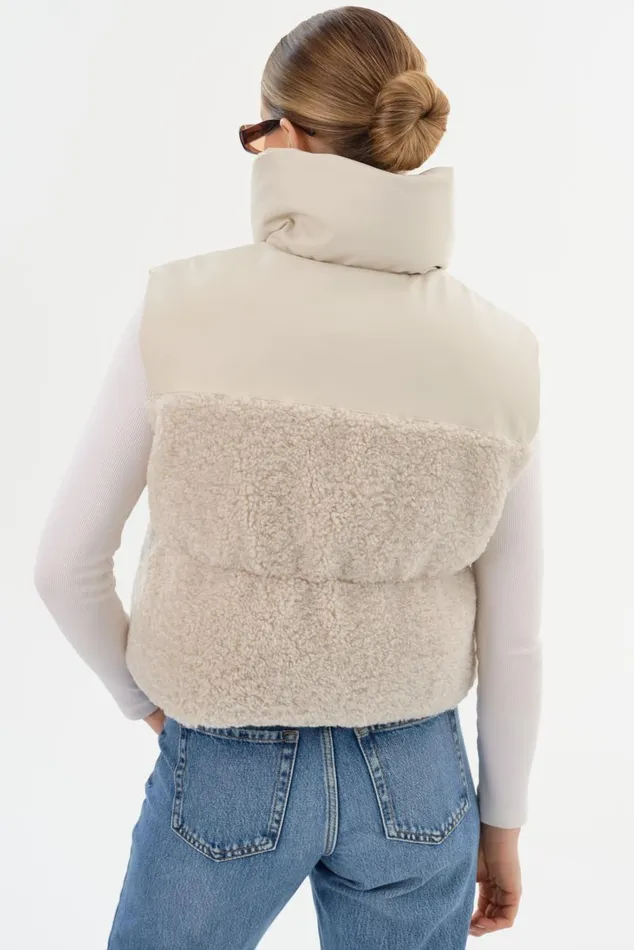 Women MELICIA Reversible Puffer Vest Boneecru LAMARQUE Puffers Women MELICIA Reversible Puffer Vest Boneecru LAMARQUE Puffers