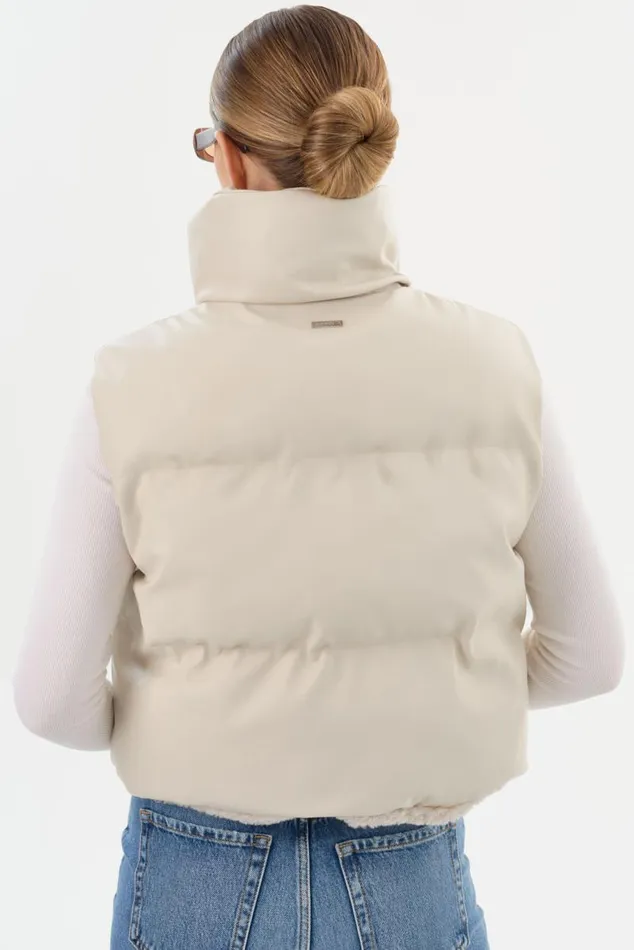 Women MELICIA Reversible Puffer Vest Boneecru LAMARQUE Puffers Women MELICIA Reversible Puffer Vest Boneecru LAMARQUE Puffers