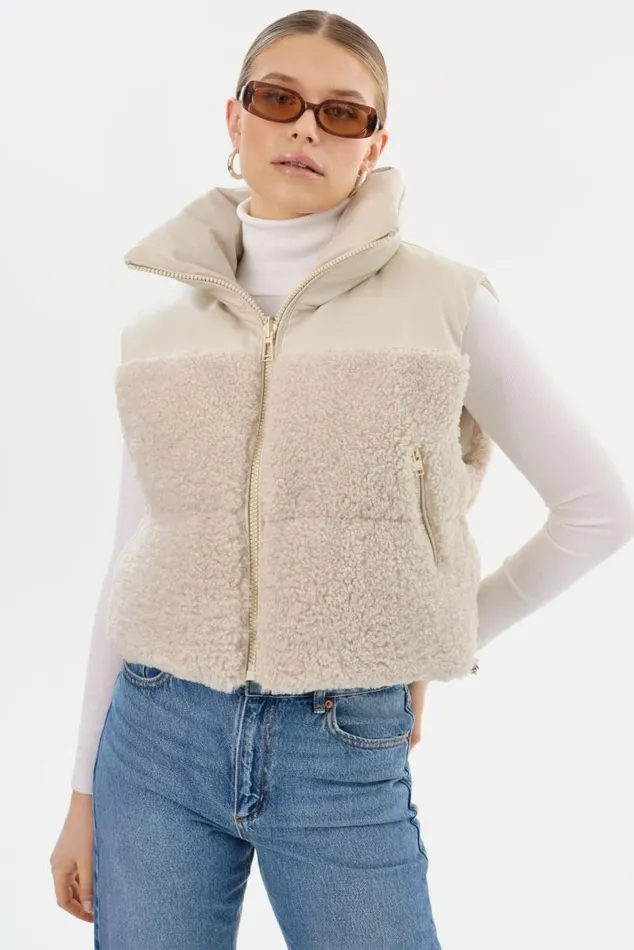 Women MELICIA Reversible Puffer Vest Boneecru LAMARQUE Puffers Women MELICIA Reversible Puffer Vest Boneecru LAMARQUE Puffers