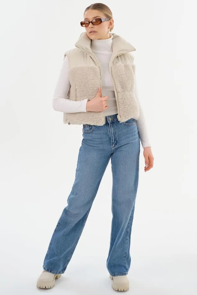 Women MELICIA Reversible Puffer Vest Boneecru LAMARQUE Puffers Women MELICIA Reversible Puffer Vest Boneecru LAMARQUE Puffers