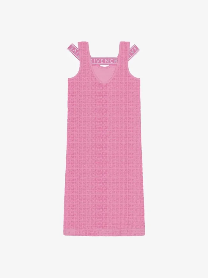 WomenMen Baby 1 Month To 3 Years Givenchy Tank Dress In 4G Cotton Towelling Jacquard Pink