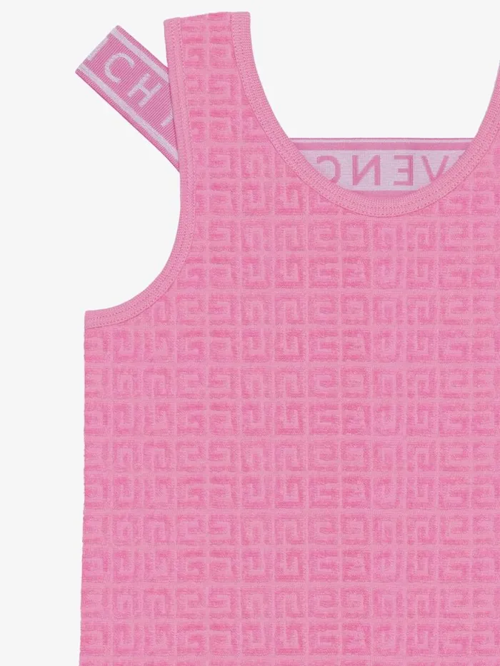 WomenMen Baby 1 Month To 3 Years Givenchy Tank Dress In 4G Cotton Towelling Jacquard Pink