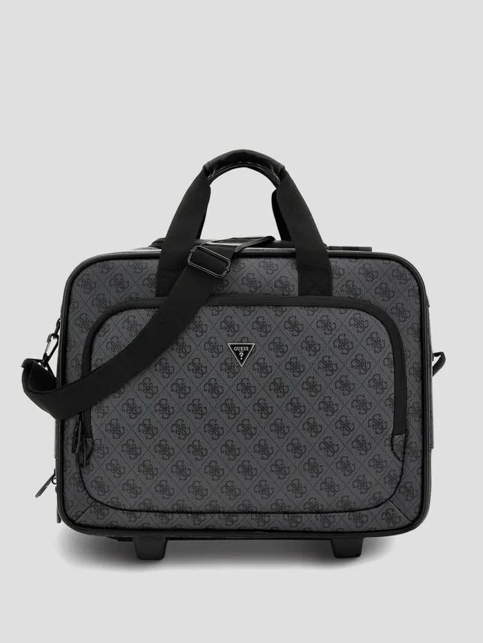 WomenMen GUESS Vezzola Pilot Trolley Travel Bag Coal Multi Luggage and Travel Bags