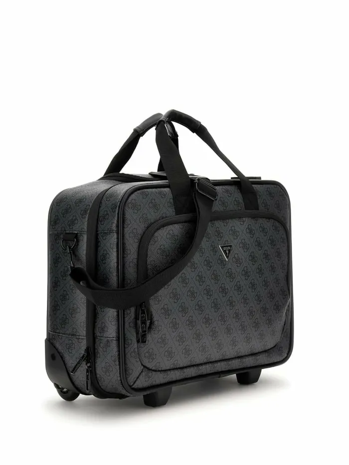 WomenMen GUESS Vezzola Pilot Trolley Travel Bag Coal Multi Luggage and Travel Bags