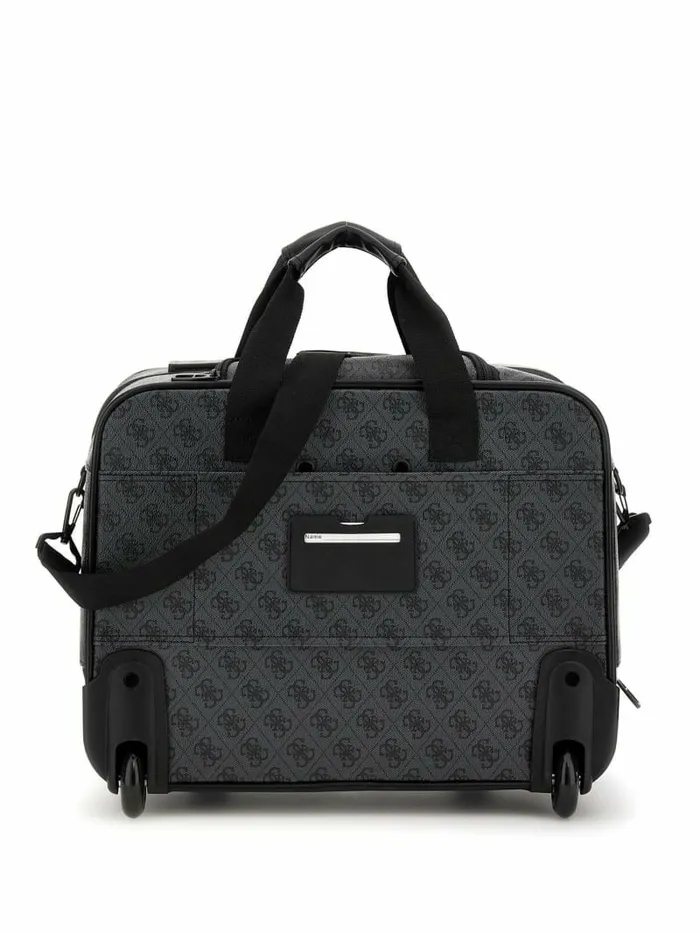 WomenMen GUESS Vezzola Pilot Trolley Travel Bag Coal Multi Luggage and Travel Bags